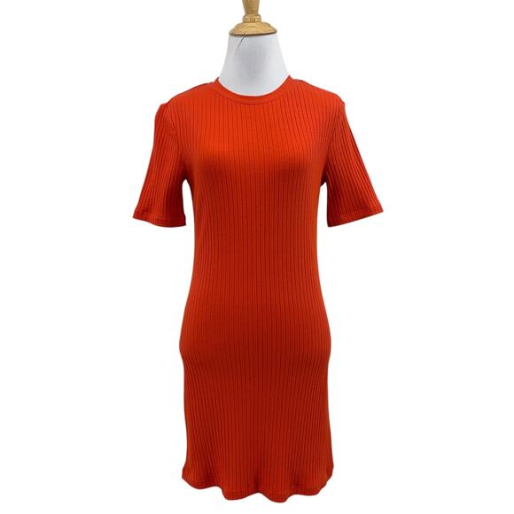 Sanctuary Dress Womens M Medium Hot Cheeto Must Have Ribbed Short Sleeve Mini - Picture 1 of 13
